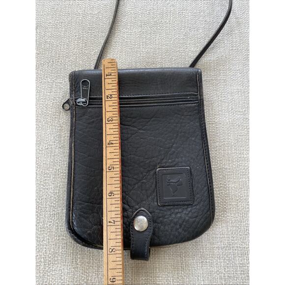Vtg Saddle Branded Black Leather Crossbody Purse Snap Latch Zip Travel 6"x7.5" - Picture 14 of 15